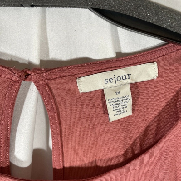 NWT Sejour‎ [ PLUS SZ 2X ] Cutout Sleeve Tee Top in Rust Spice - Picture 8 of 12